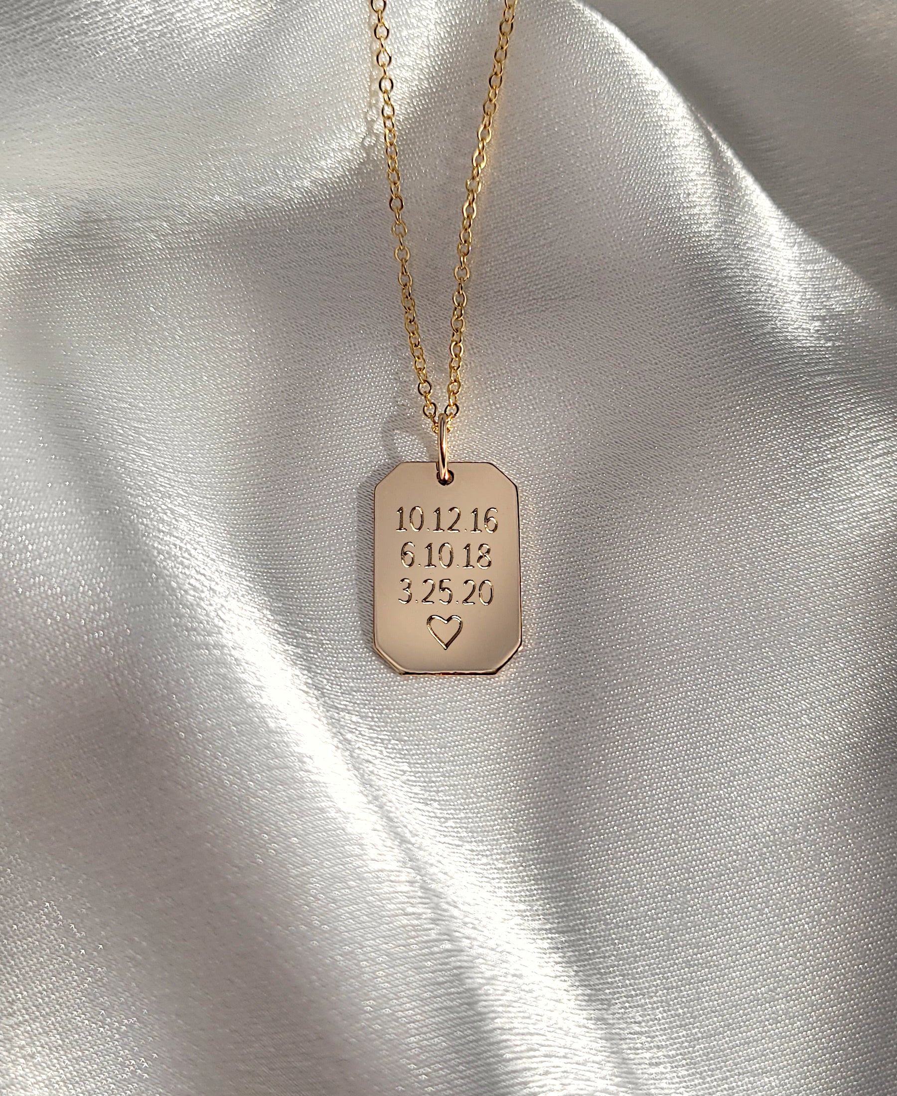KAIA | Custom Engraved Octagon Rectangle Pendant Necklace – Amoorella