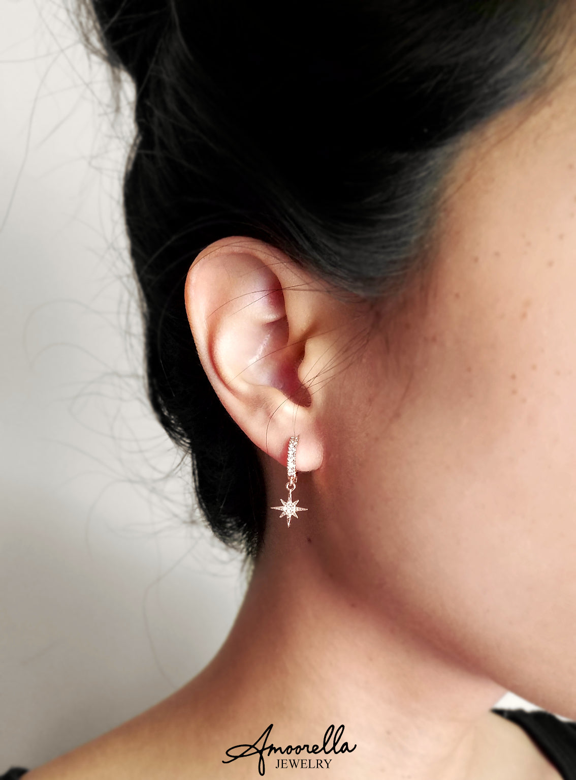 Crescent Moon + Star Hoops