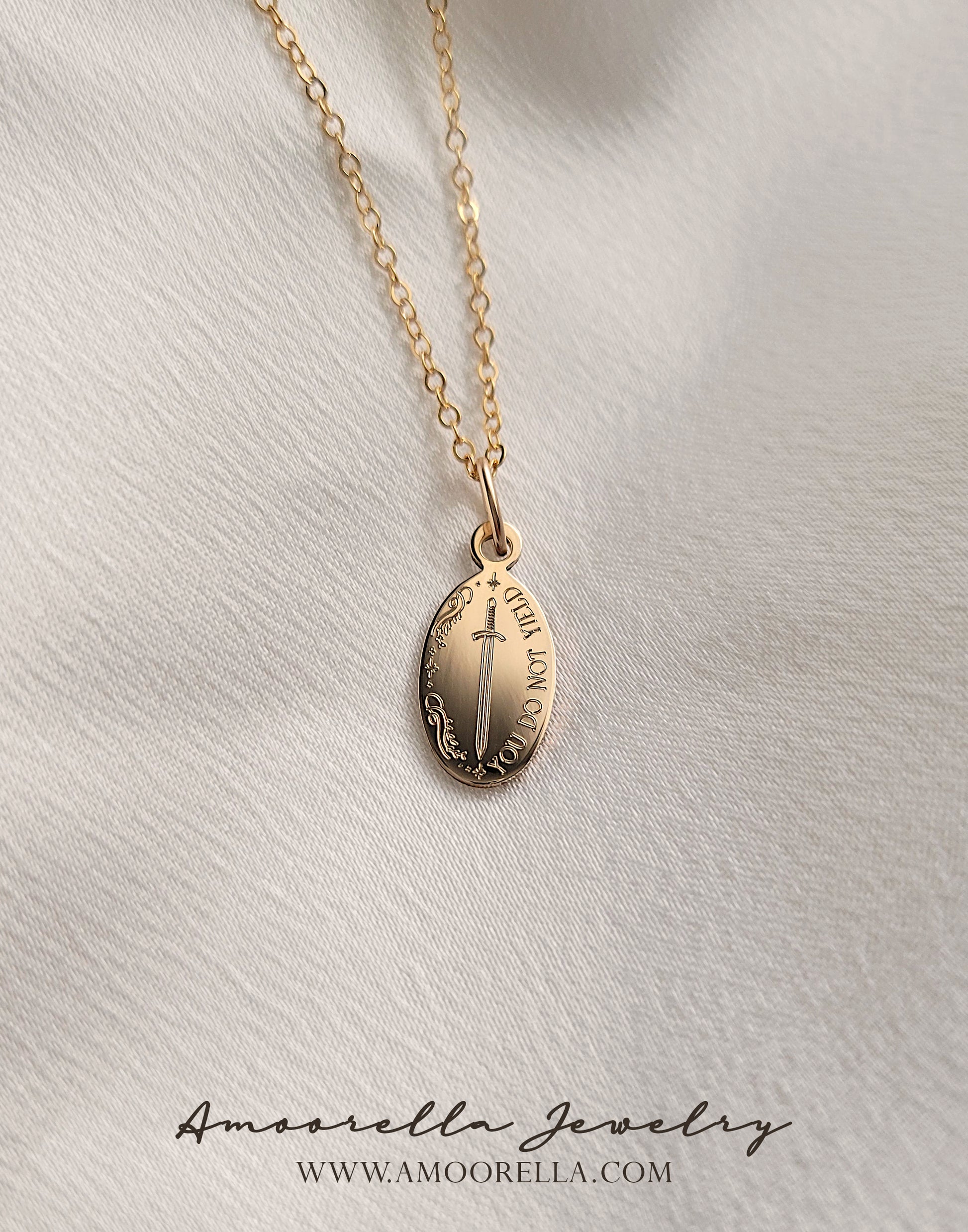 You Do Not Yield + Wyrdmarks Symbols Necklace Pendant 14k Gold Filled or Sterling Silver Sarah J Maas Throne of Glass Series Officially Licensed