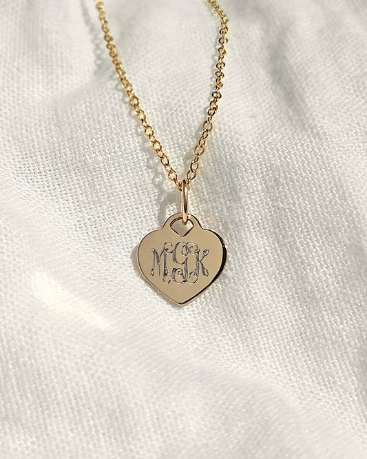 Bella Heart Pendant + Monogram Initials