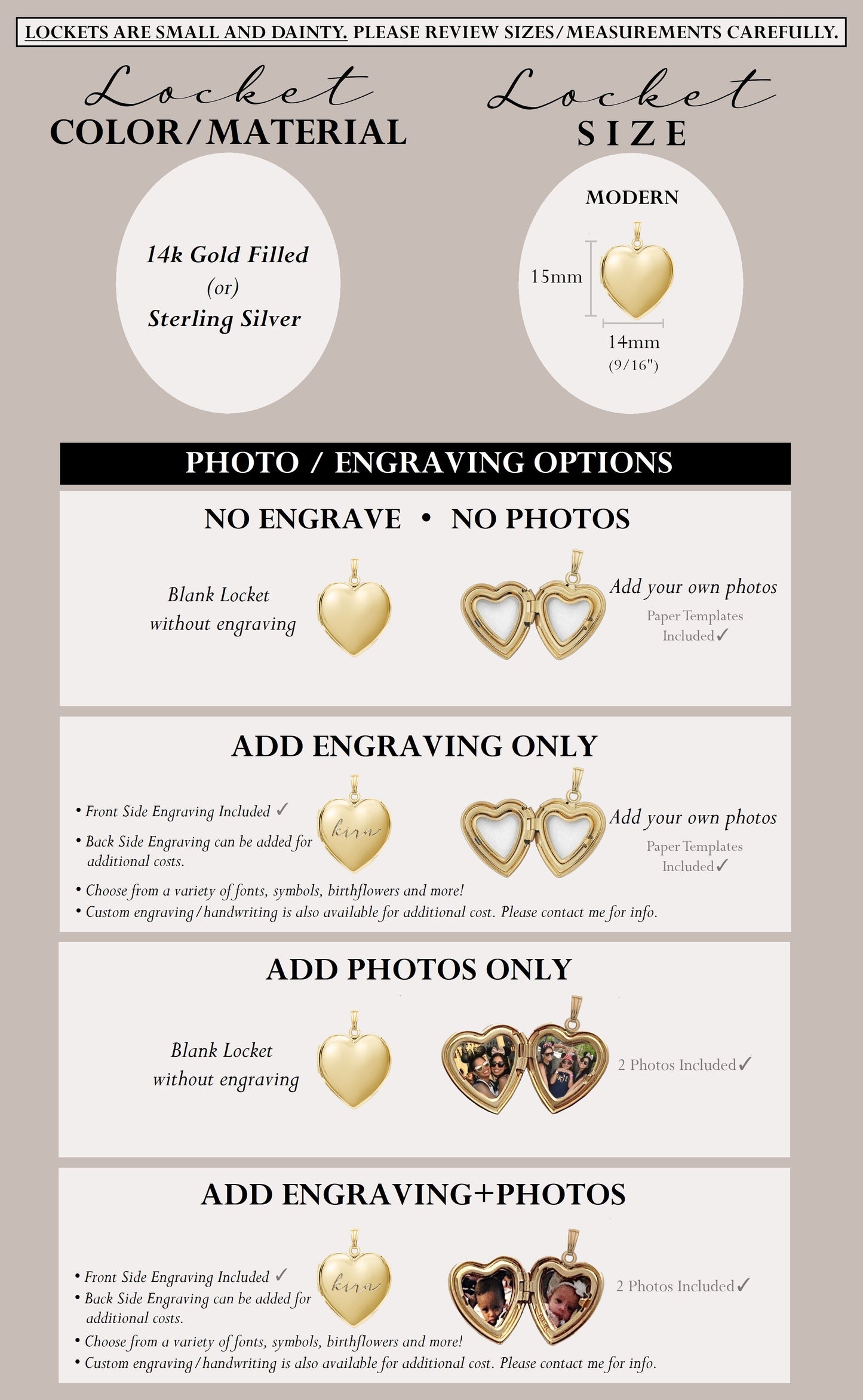 Heart Photo Locket (Engravable)