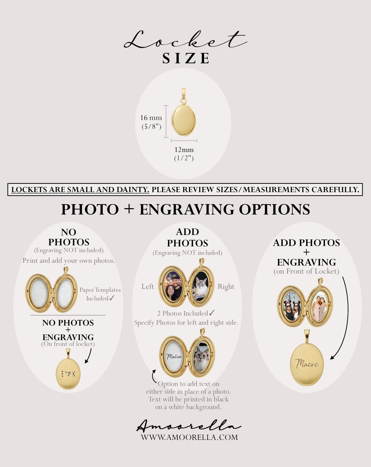 Locket Size Ranges 14k Gold Filled/Sterling Silver Photo Locket Necklace | Custom Engraved ...