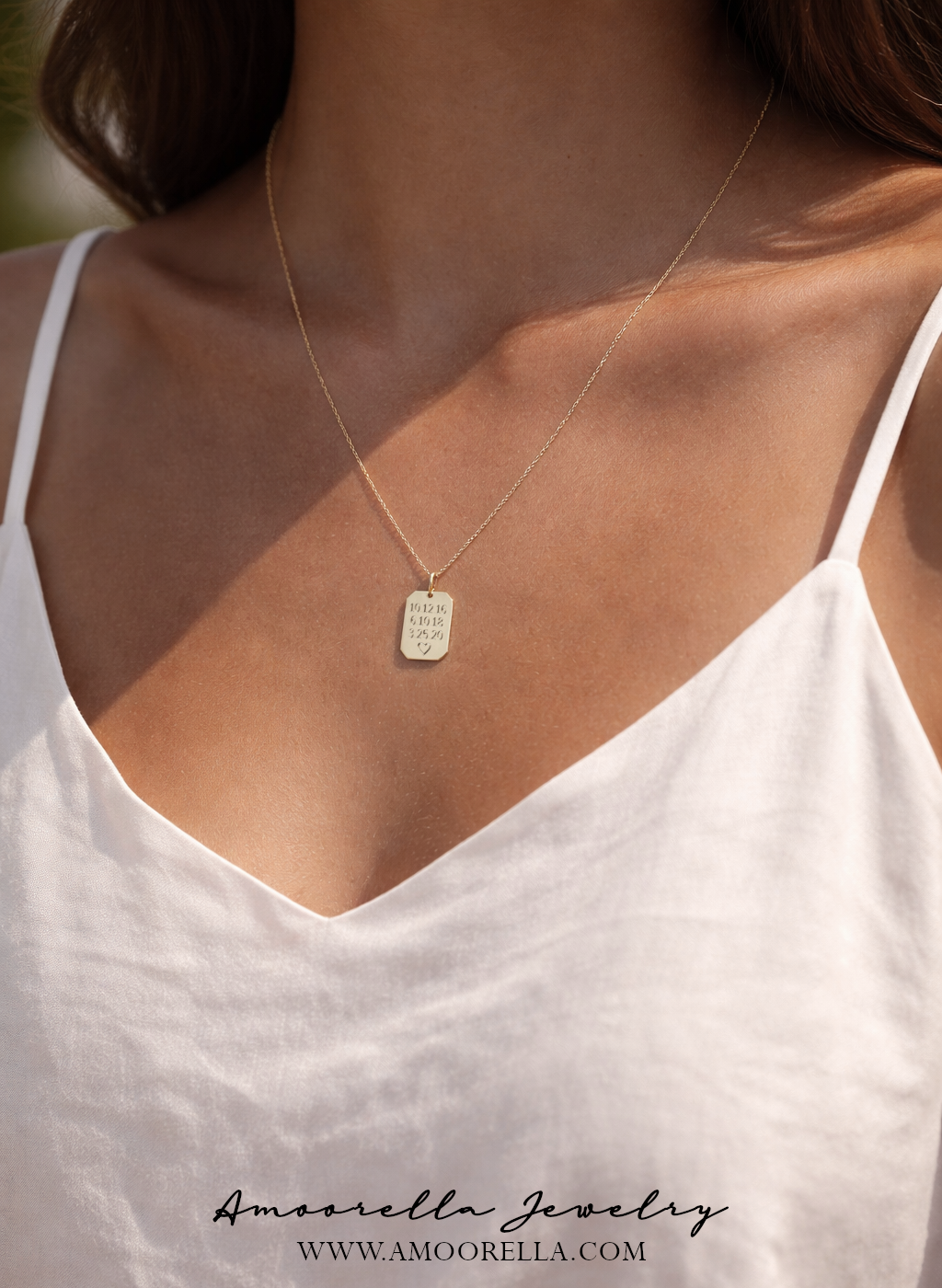 KAIA | Custom Engraved Octagon Rectangle Pendant Necklace – Amoorella