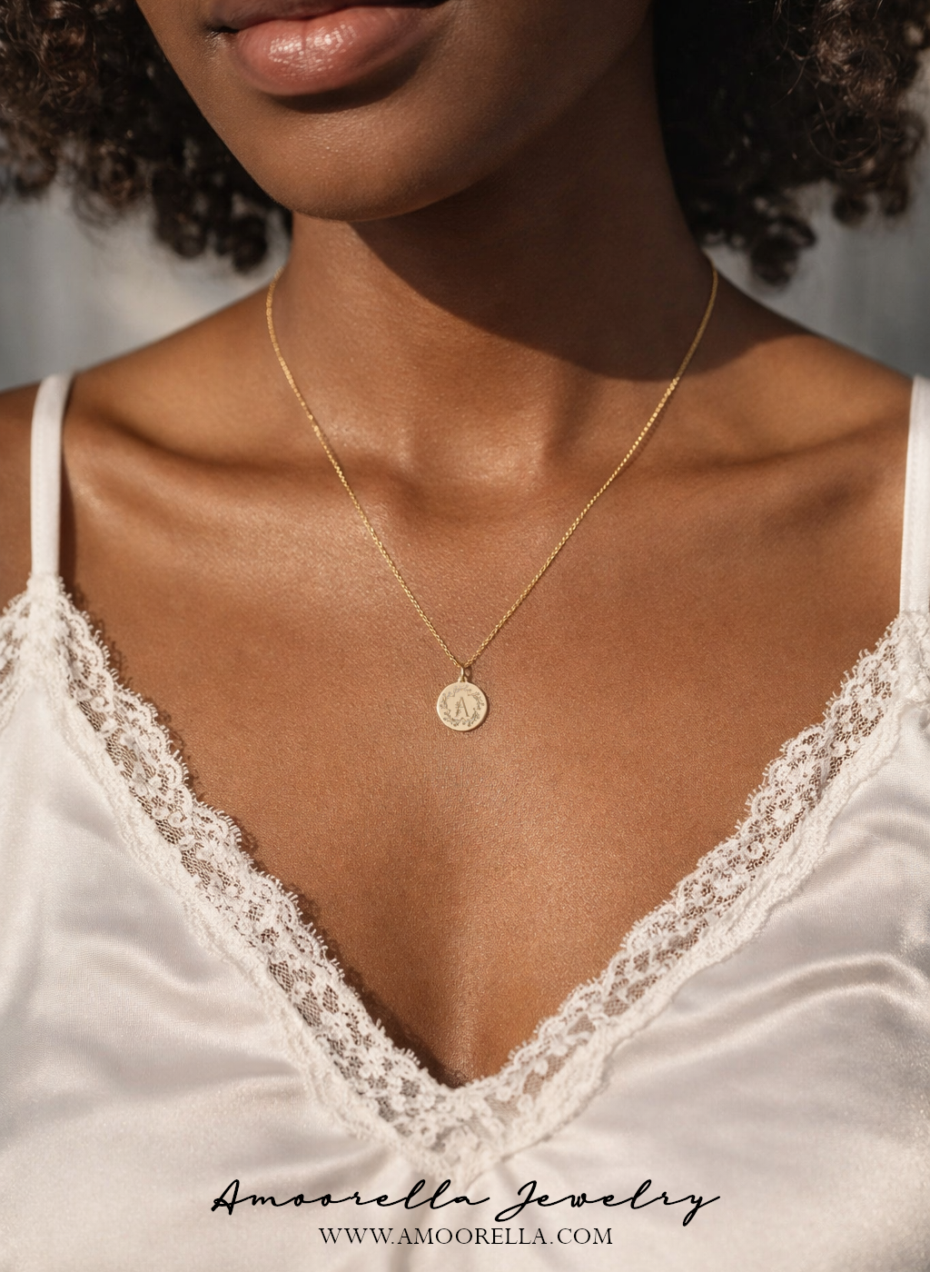 Personalized Floral Monogram Initial Disc Necklace