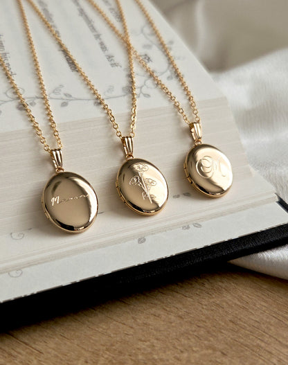 Birthflower Oval Photo Locket