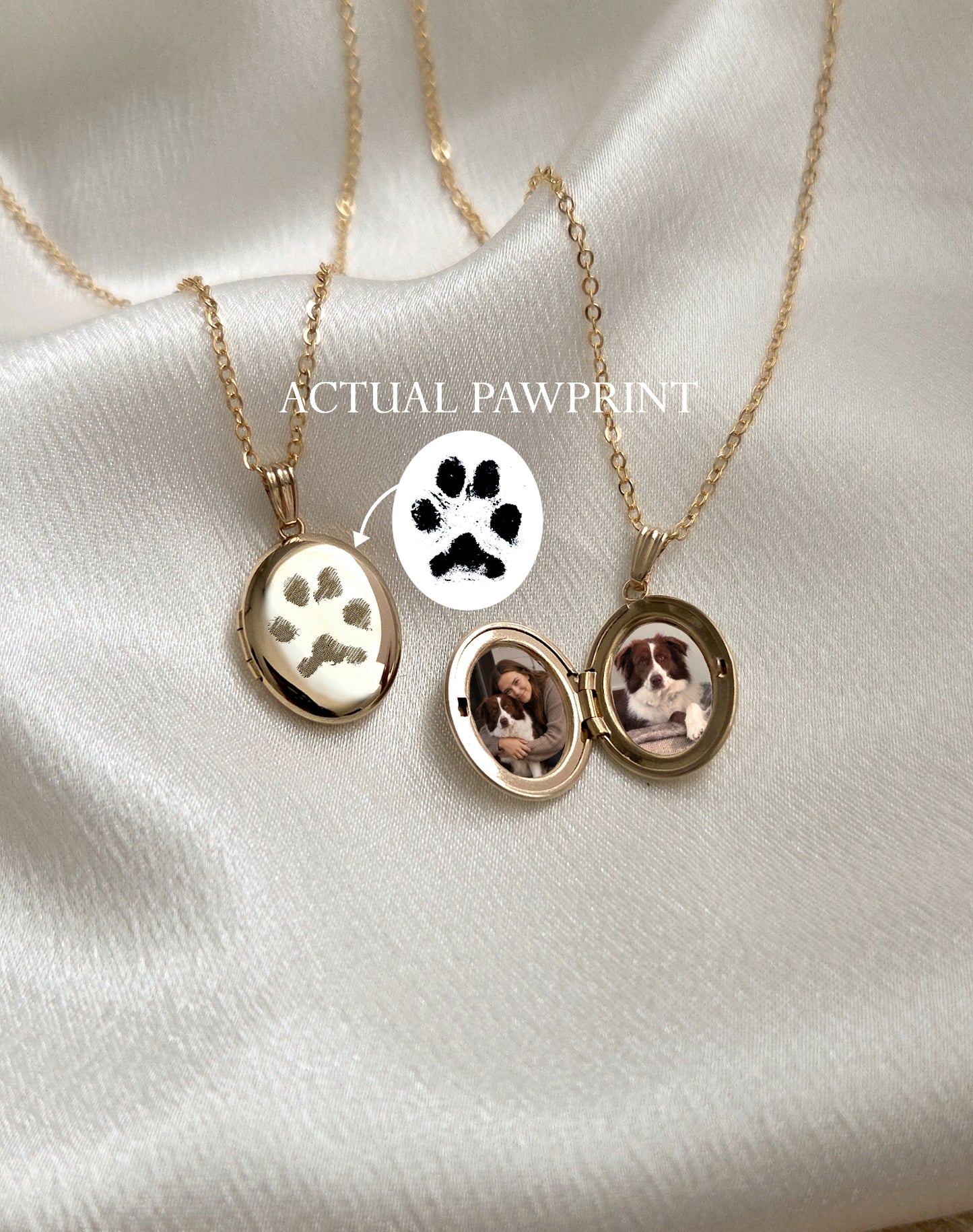 Actual Pawprint • Oval Photo Locket