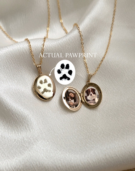 Actual Pawprint • Oval Photo Locket