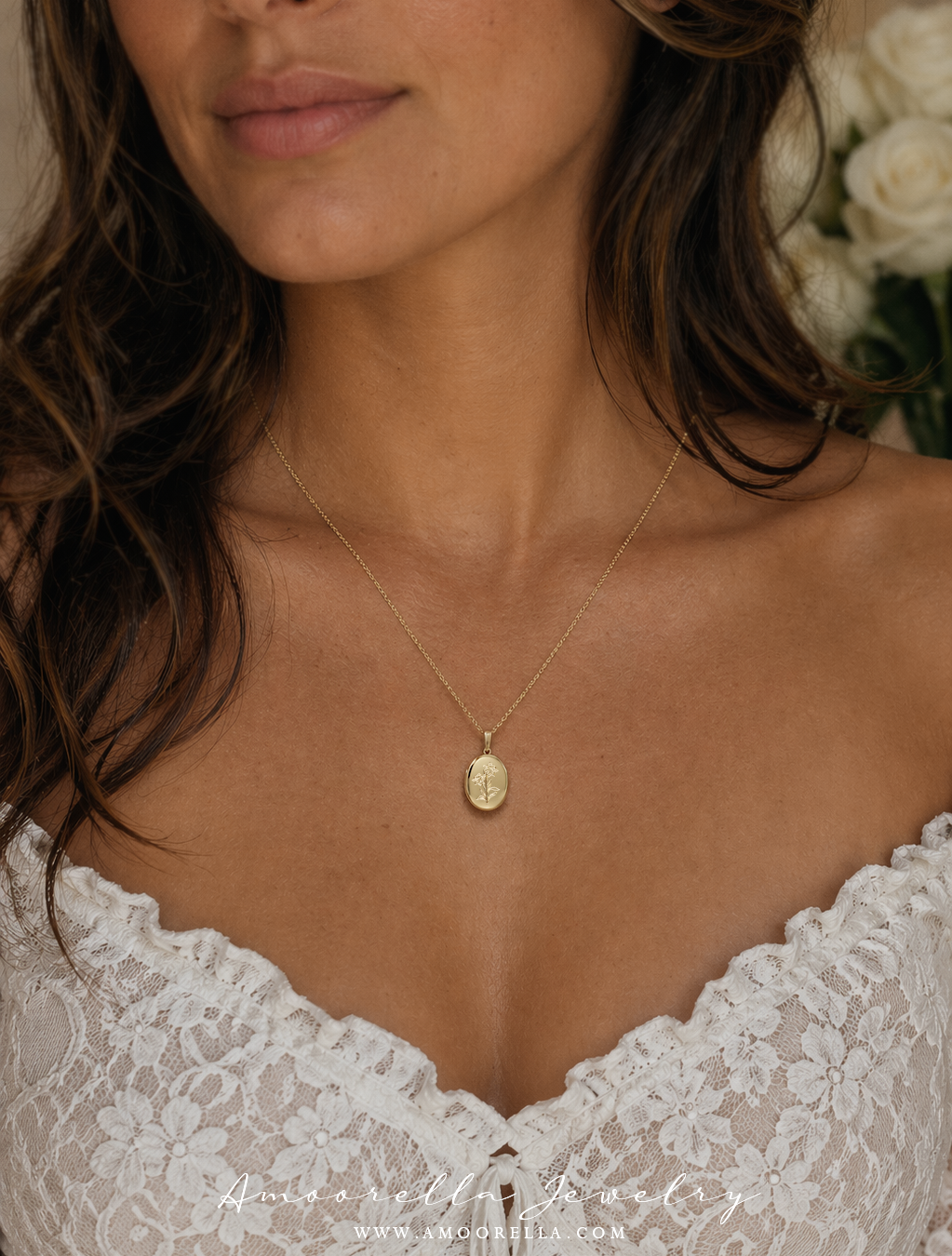 Birthflower Oval Photo Locket