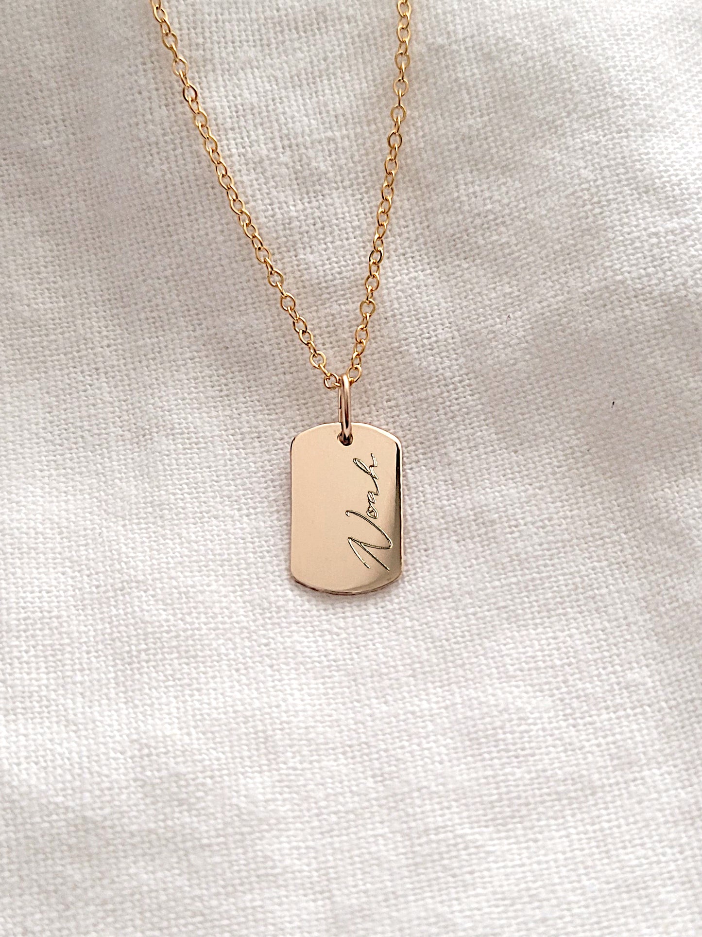 Signature Name Plate Dog Tag Necklace • KOA Mini