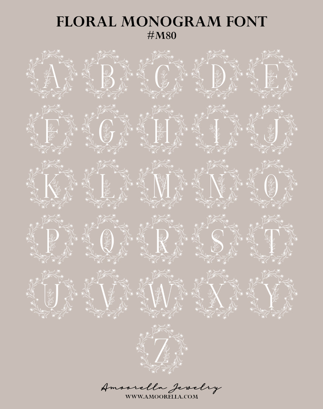 Floral Monogram Initial Necklace