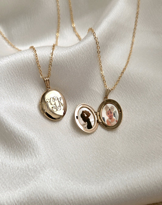Monogram Oval Photo Locket