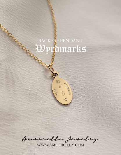 You Do Not Yield + Wyrdmarks Symbols Necklace Pendant 14k Gold Filled or Sterling Silver Sarah J Maas Throne of Glass Series Officially Licensed