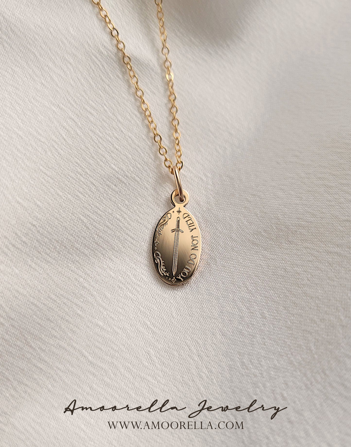 You Do Not Yield + Wyrdmarks Symbols Necklace Pendant 14k Gold Filled or Sterling Silver Sarah J Maas Throne of Glass Series Officially Licensed