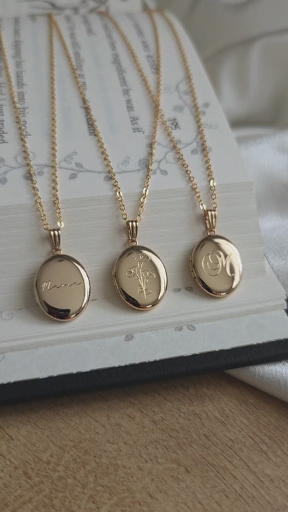 Custom Engraved Handwriting • Oval Photo Locket
